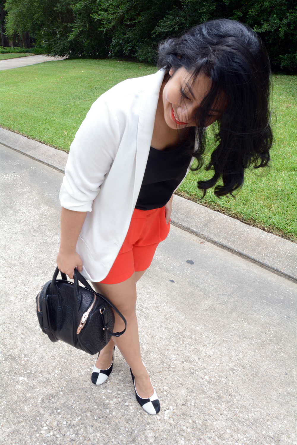 H&M Blazer and J.Crew Pleated Crepe Shorts