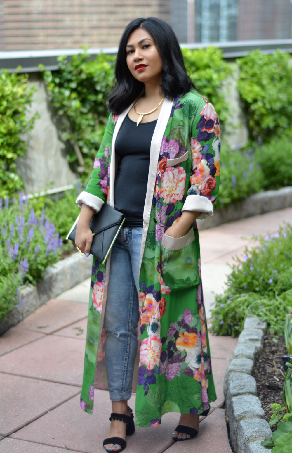 Zara long floral print kimono