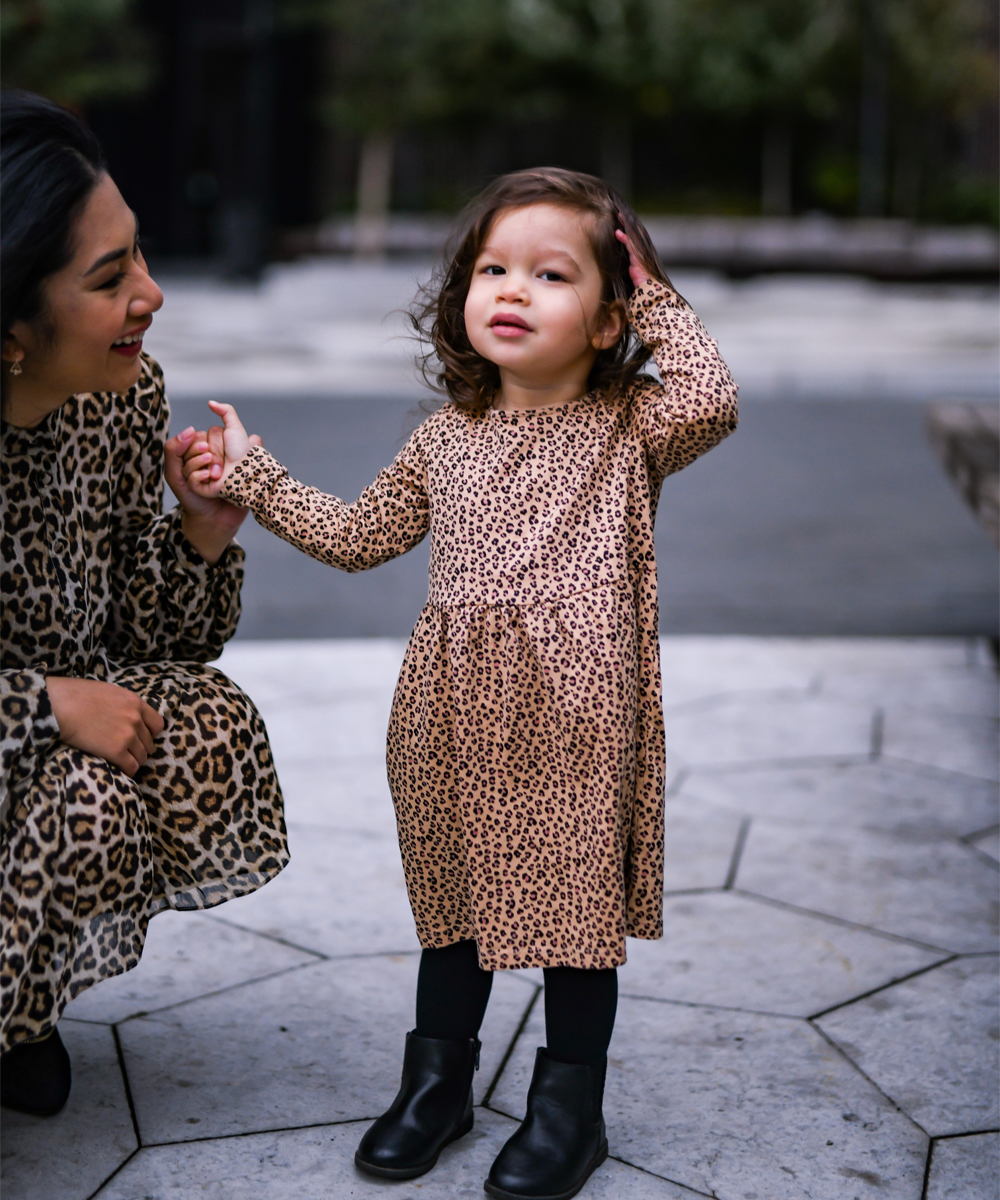 leopard print makes for a great mommy and me matching outfit theme