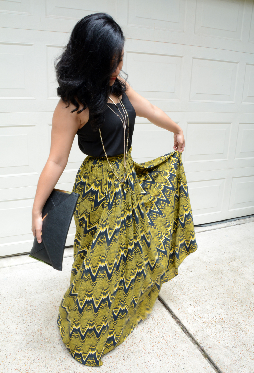H&M patterned maxi skirt